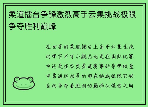 柔道擂台争锋激烈高手云集挑战极限争夺胜利巅峰